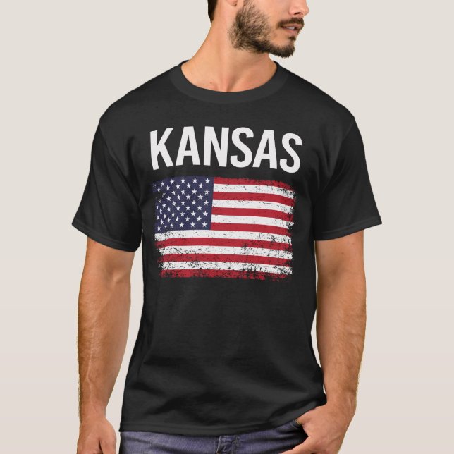 T-shirt Drapeau américain Kansas (Devant)
