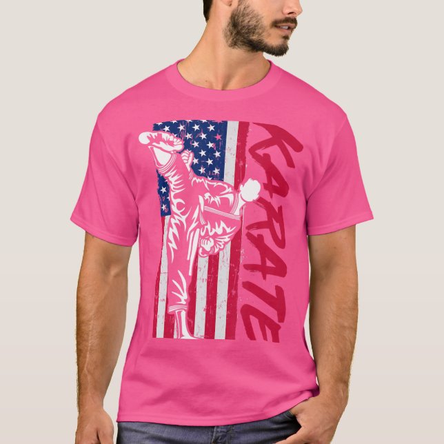 T-shirt Drapeau américain Karate (Devant)