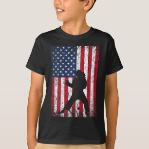T-shirt Drapeau américain Karate 4 juillet Patriotique Gir