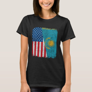 T-shirt Drapeau américain kazakh Demi-USA Kazakhstan Racin