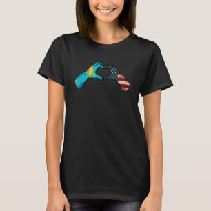 T-shirt Drapeau américain kazakhstanais USA - Cœur kazakh 