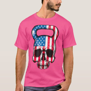 T-shirt Drapeau américain Kettlebell Crâne Poids Corps lev