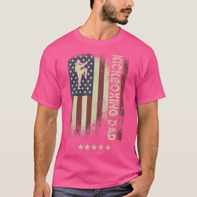 T-shirt Drapeau américain Kickboxing Papa (Devant)