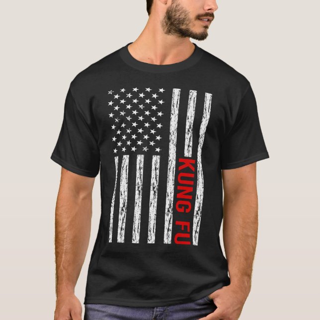 T-shirt Drapeau américain Kung Fu (Devant)