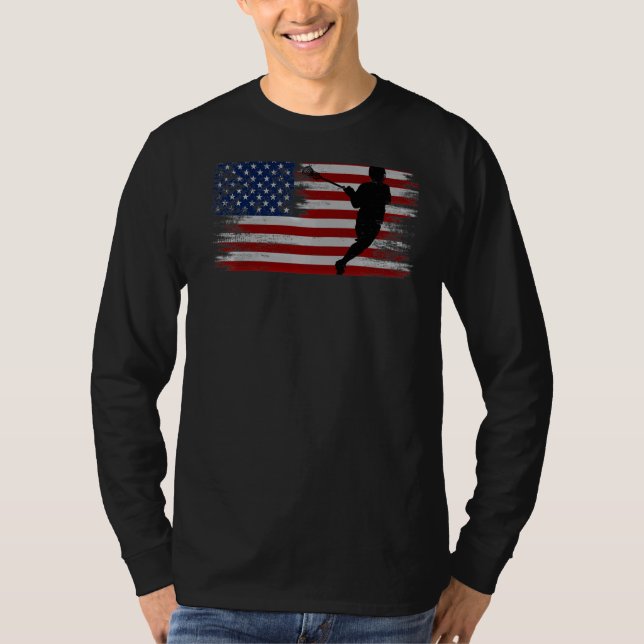 T-shirt Drapeau américain Lacrosse (Devant)
