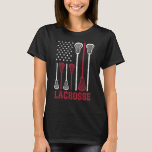 T-shirt Drapeau américain Lacrosse Hommes Femmes Garçons F