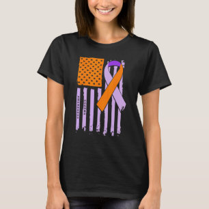 T-shirt Drapeau américain Lavande et ruban orange Eczema A