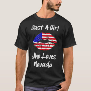T-shirt Drapeau Américain Lèvres Juste Une Fille Qui Aime