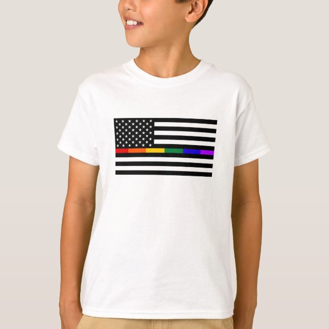T-shirt Drapeau américain LGBTQ (Devant)