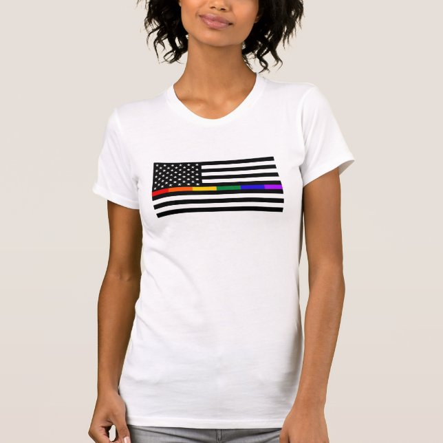 T-shirt Drapeau américain LGBTQ (Devant)
