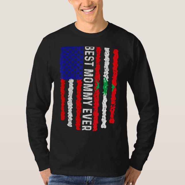 T-shirt Drapeau Américain Liban Drapeau Meilleure maman Ja (Devant)