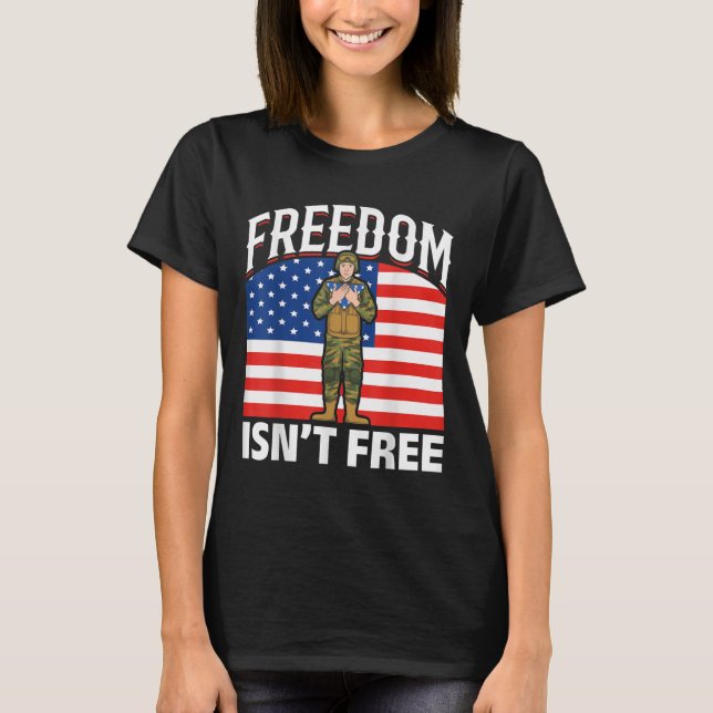 T-shirt Drapeau américain Liberté Soldat Mem (Devant)