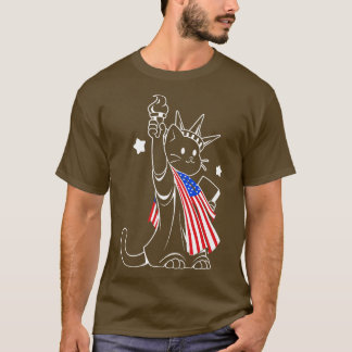 T-shirt Drapeau américain Liberty Statue Chat par Tobe Fon