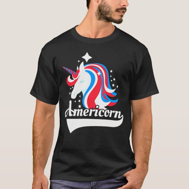 T-shirt Drapeau américain licorne Amérique patriotique (Devant)