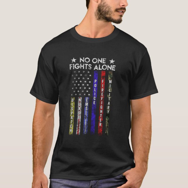 T-shirt Drapeau américain Ligne mince Police Militaire Inf (Devant)
