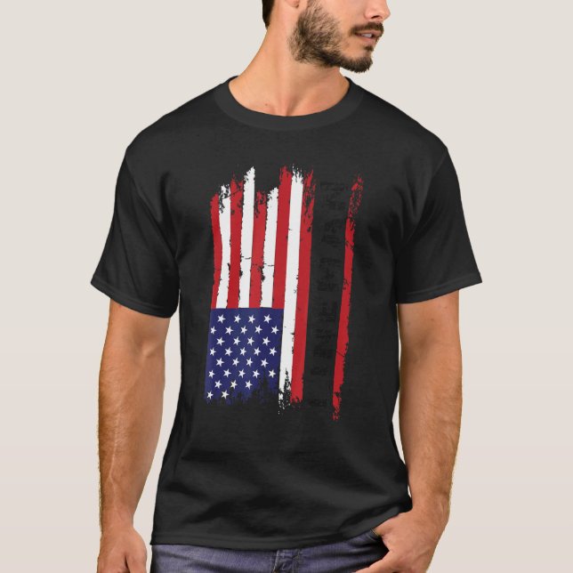 T-shirt Drapeau américain Lineman 4 juillet football améri (Devant)