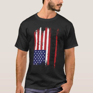 T-shirt Drapeau américain Lineman 4 juillet football améri