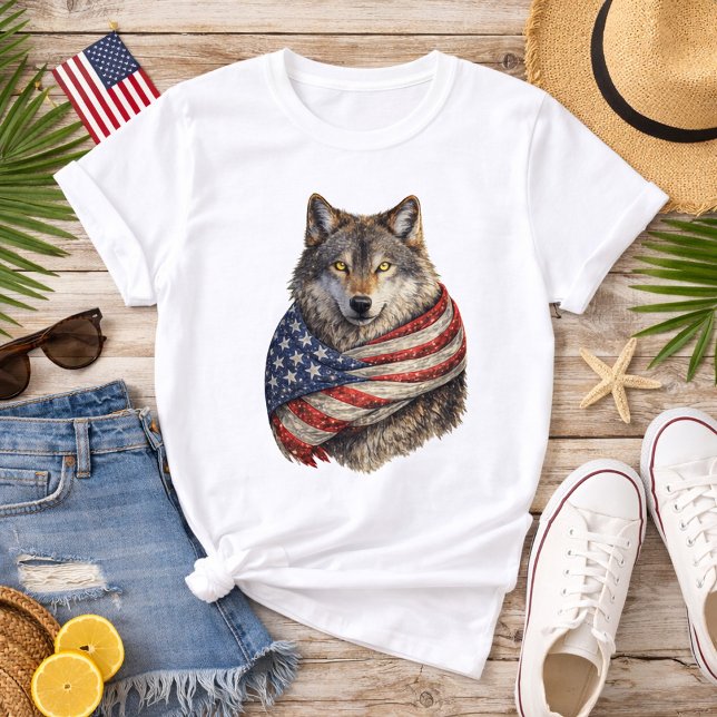 T-shirt Drapeau américain loup Americana (Créateur téléchargé)