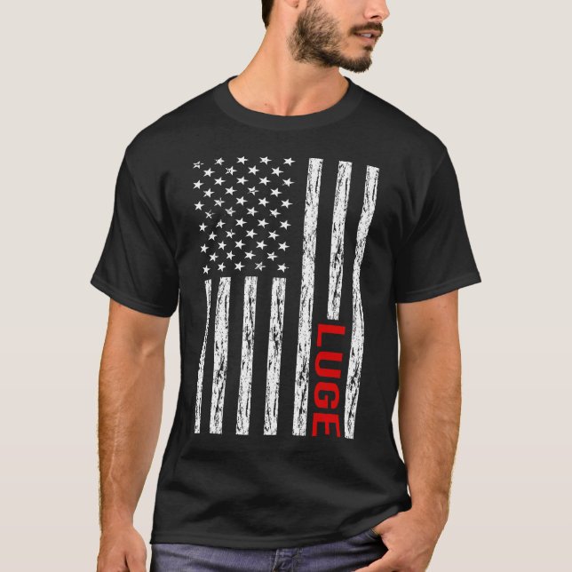 T-shirt Drapeau américain Luge Luger (Devant)
