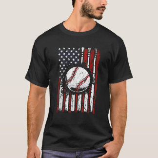 T-shirt Drapeau américain M 4 juillet Patriotique Baseball