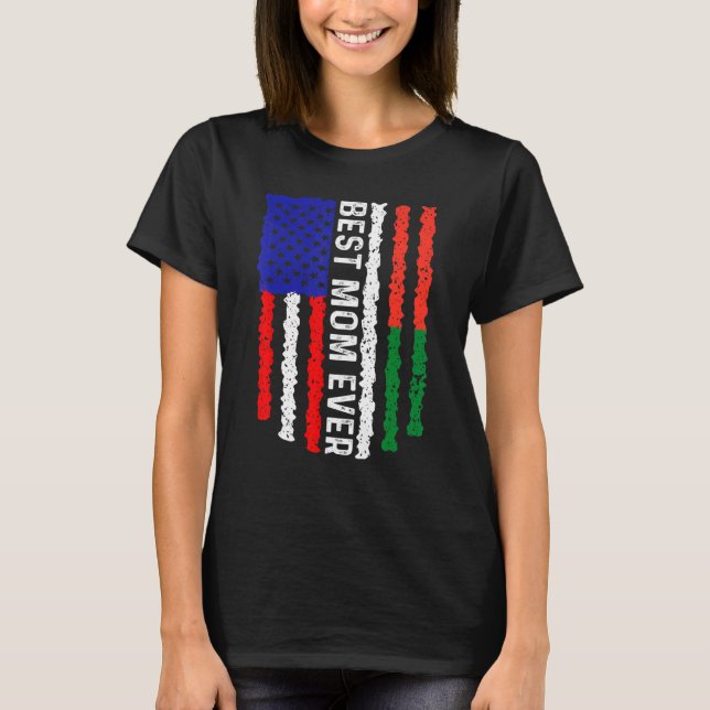 T-shirt Drapeau Américain Madagascar Drapeau Meilleur Mama (Devant)
