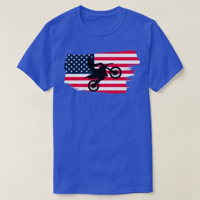 T-shirt Drapeau américain magnifique Dirt bikeMotocross de (Design devant)