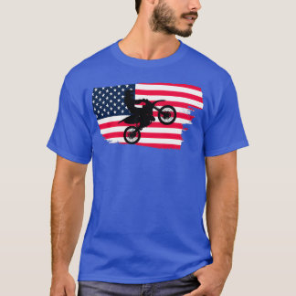 T-shirt Drapeau américain magnifique Dirt bikeMotocross de