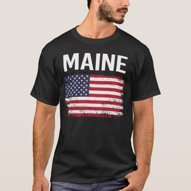 T-shirt Drapeau américain Maine (Devant)