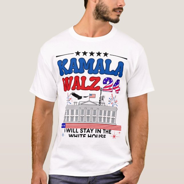 T-shirt Drapeau américain Maison Blanche Kamala Walz (Devant)
