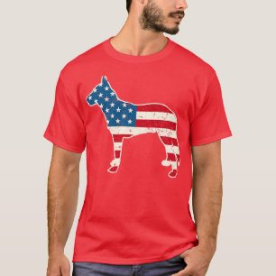 T-shirt Drapeau américain malinois belge 4 juillet pour ho