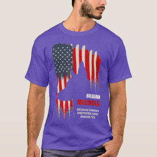 T-shirt Drapeau américain malinois belge Drôle drôle T-shi