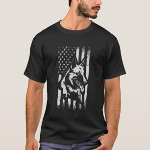 T-shirt Drapeau Américain Malinois Belge Pour Chien