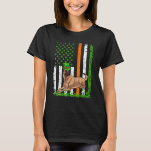T-shirt Drapeau Américain Malinois Chien Belge St patrick 