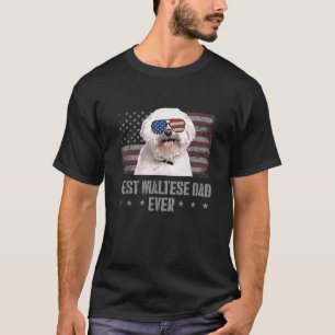 T-shirt Drapeau américain maltais du meilleur chien papa j