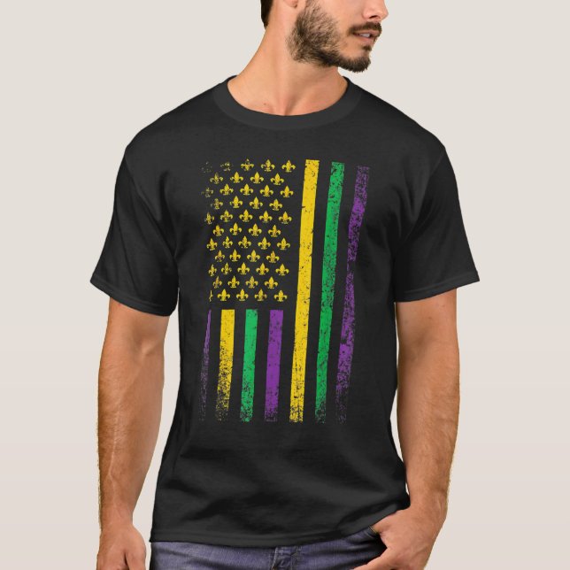 T-shirt Drapeau américain Mardi Gras Carnaval La Nouvelle- (Devant)