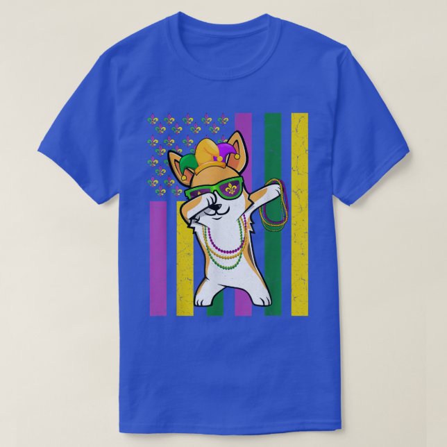 T-shirt Drapeau américain Mardi Gras Corgi Chien Festival  (Design devant)