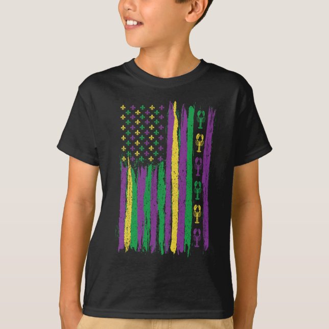 T-shirt Drapeau américain Mardi Gras Costu (Devant)