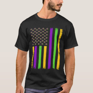 T-shirt Drapeau américain Mardi Gras Costume Mardi Gras Cr