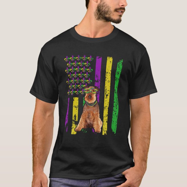 T-shirt Drapeau américain Mardi Gras Dog Festival Puppy Lo (Devant)
