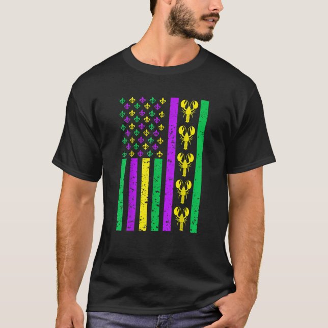 T-shirt Drapeau américain Mardi GrasMardi Gras Crawfish (Devant)