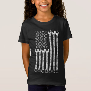 T-Shirt Drapeau américain Mécanicien Wrench Cadeaux femmes