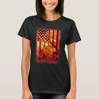 T-shirt Drapeau américain mécanique 4 juillet américain