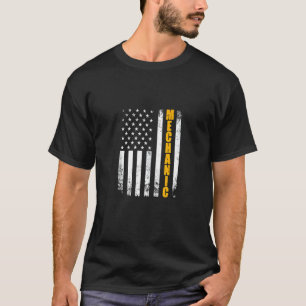 T-shirt Drapeau américain mécanique Usa Vintage Funny Fièr