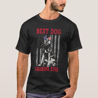 T-shirt Drapeau Américain Meilleur Chien Grand-Père Doberm