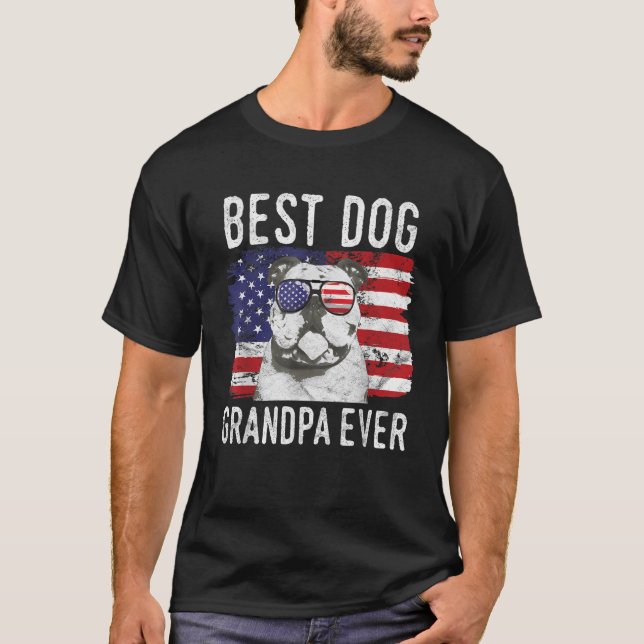 T-shirt Drapeau américain Meilleur Chien Grand-père Jamais (Devant)