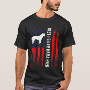 T-shirt Drapeau Américain Meilleur Chien Heeler Maman Ever