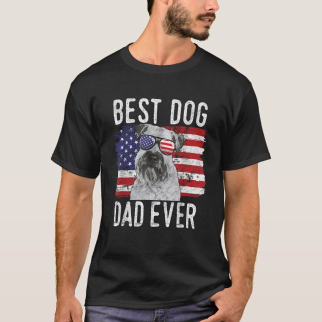 T-shirt Drapeau Américain Meilleur Chien Papa Jamais Doux  (Devant)