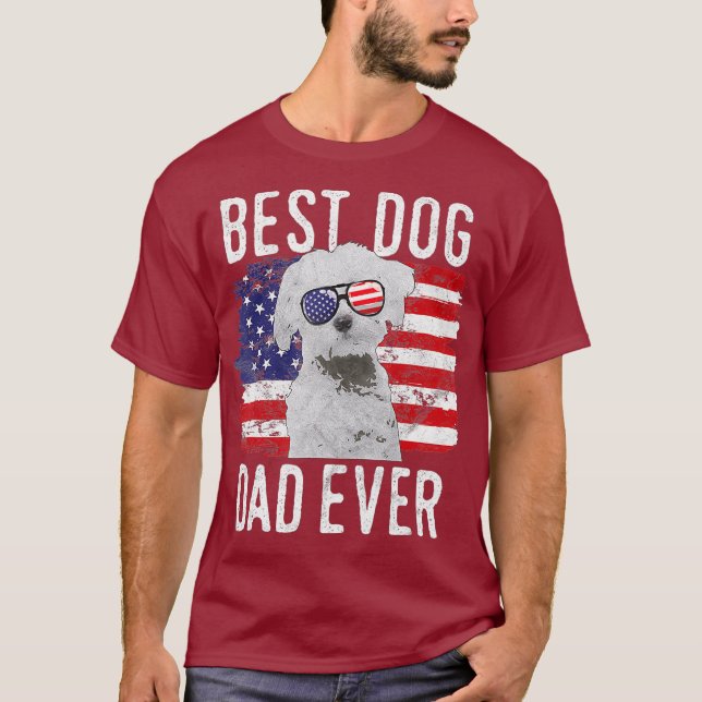 T-shirt Drapeau américain Meilleur Chien Papa Jamais Malta (Devant)