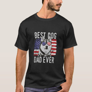 T-shirt Drapeau américain Meilleur Chien Papa Jamais Mari 