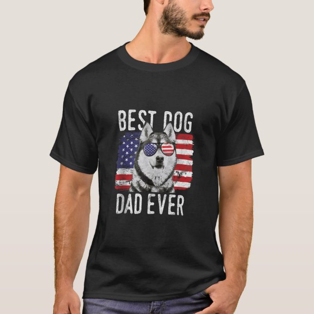 T-shirt Drapeau américain Meilleur Chien Papa Jamais Mari  (Devant)